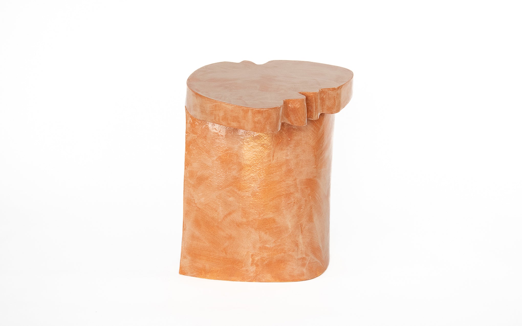 Liquid stone side table - speckled peach glaze