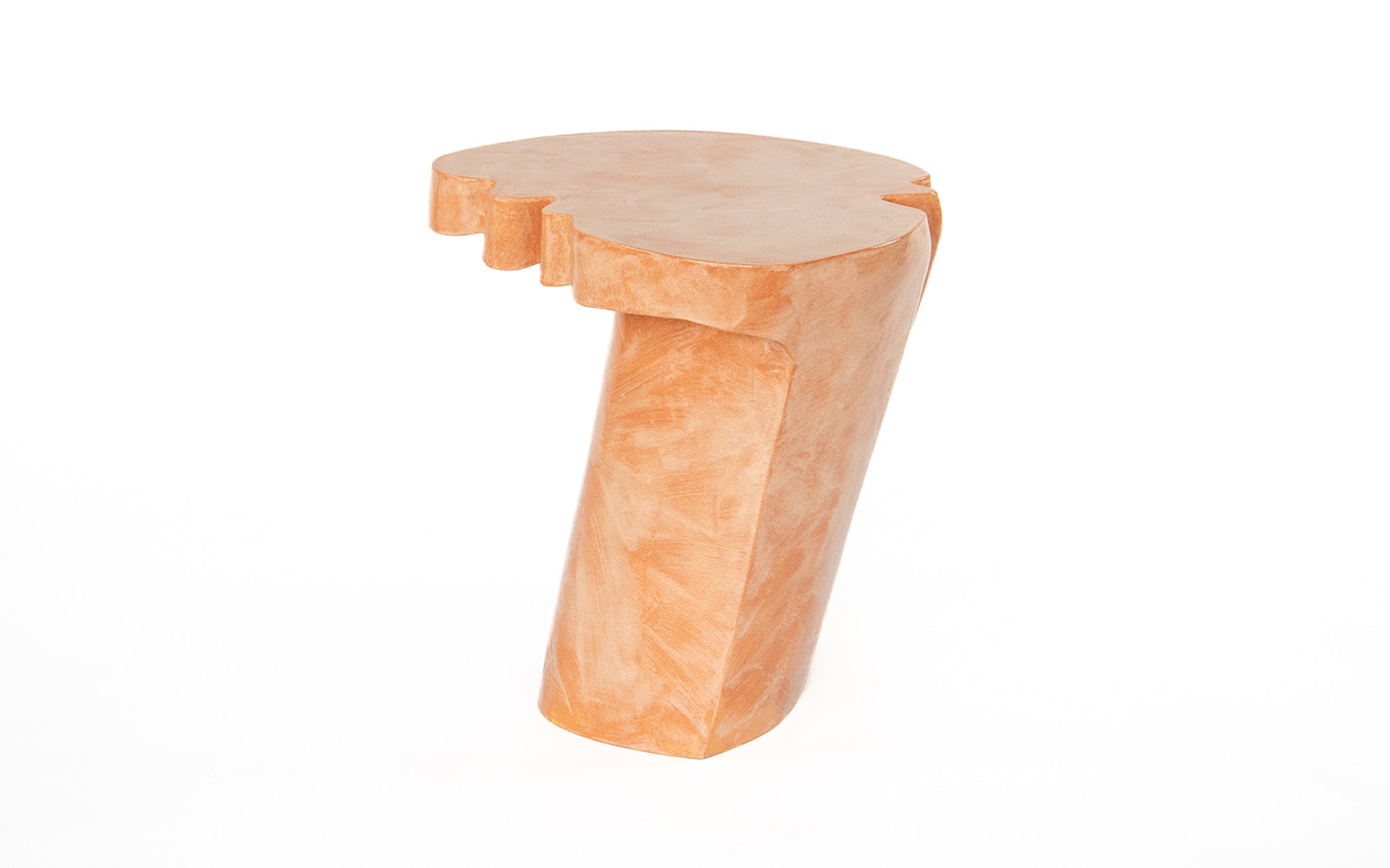 Liquid stone side table - speckled peach glaze
