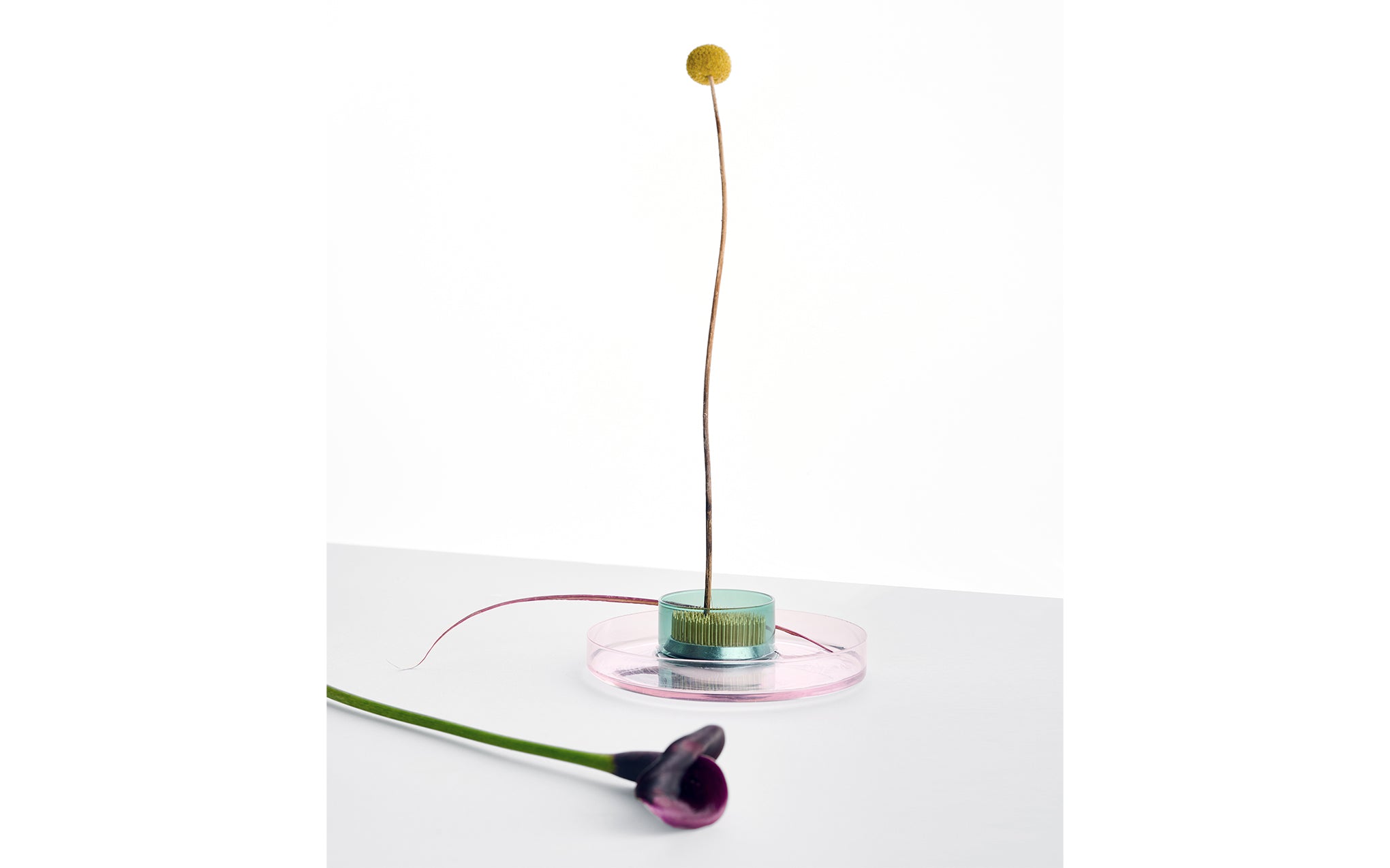 Kenzan tray set – brass, petrol green & amber