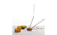 Kenzan tray set – brass, petrol green & amber