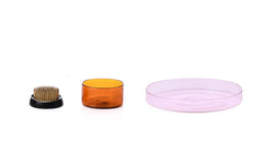 Kenzan tray set – brass, amber & light pink