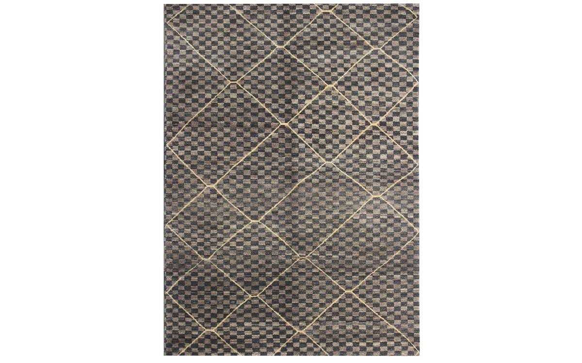 Vintage Pakistan rug - checked w. natural grid