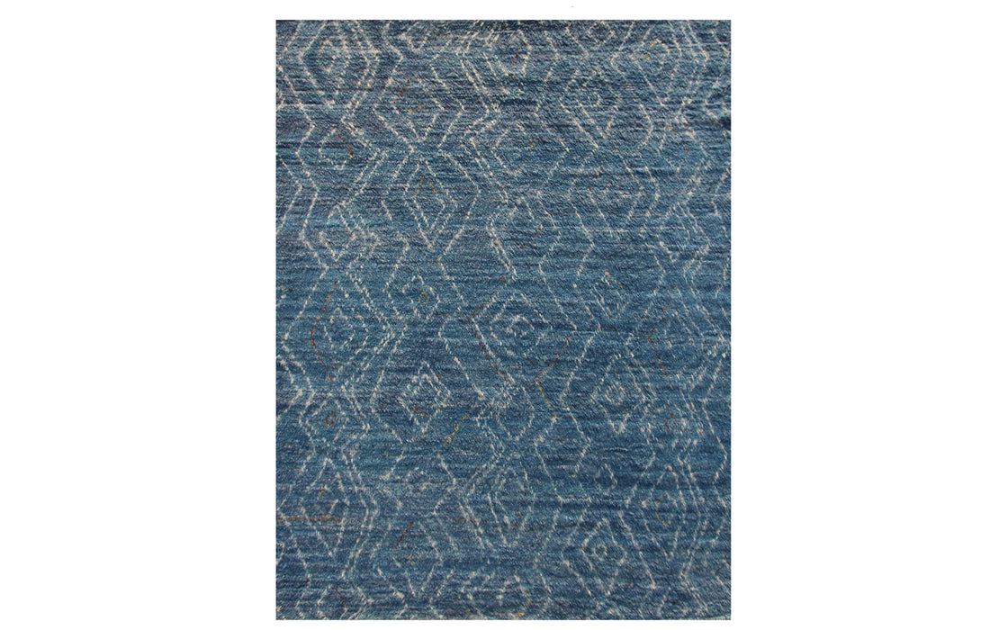 Vintage Afghan Beni Ourain rug - blue w. white lines