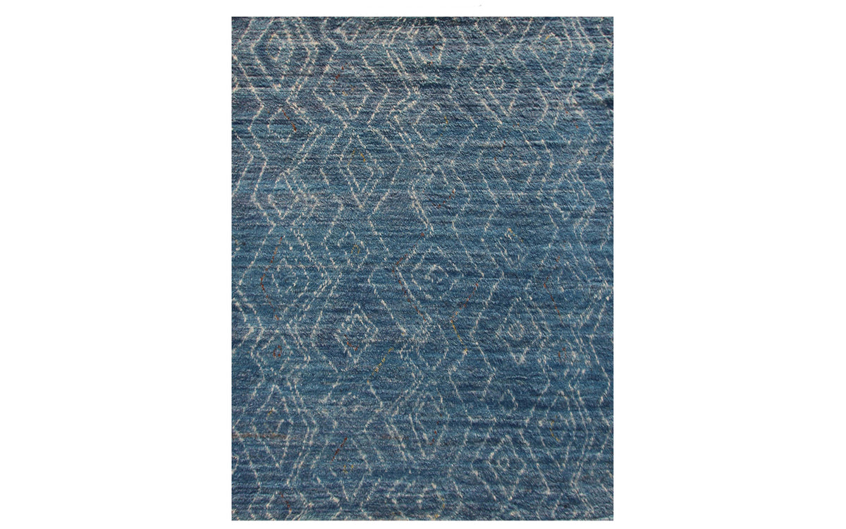 Vintage Afghan Beni Ourain rug - blue w. white lines