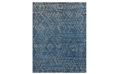 Vintage Afghan Beni Ourain rug - blue w. white lines