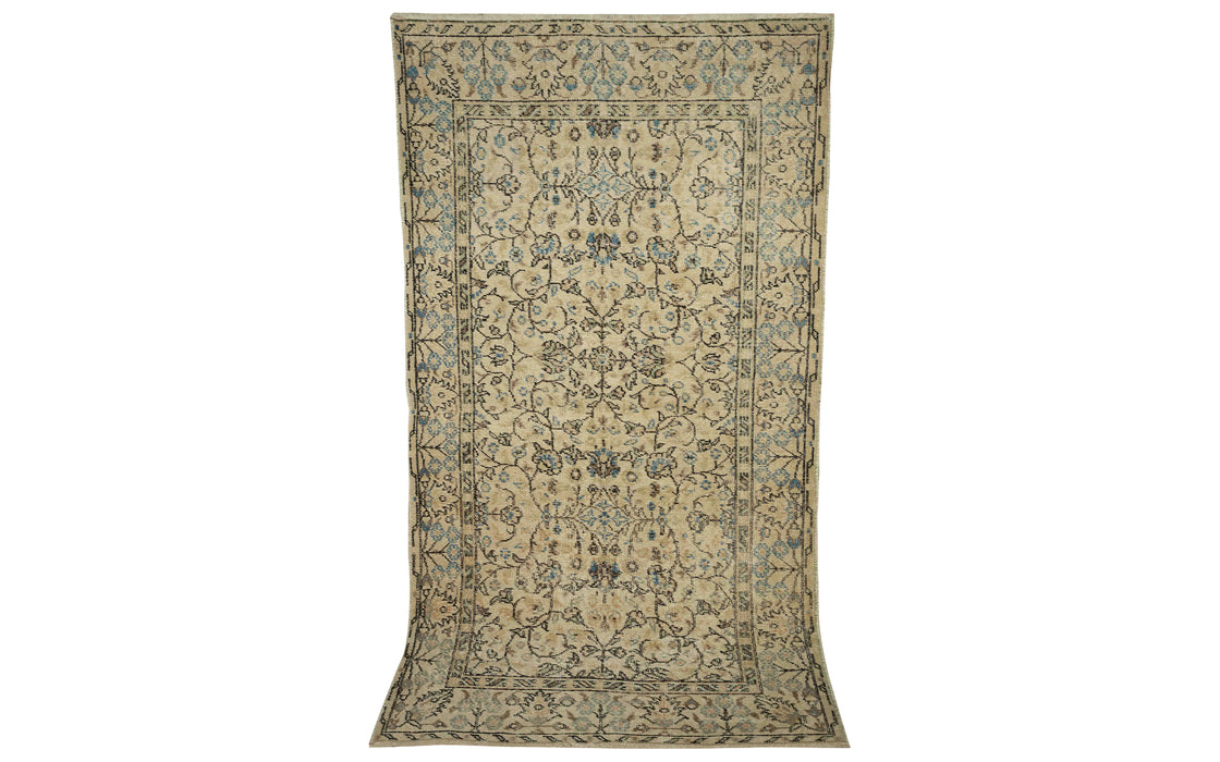 Vintage shaved rug - yellow, blue & black
