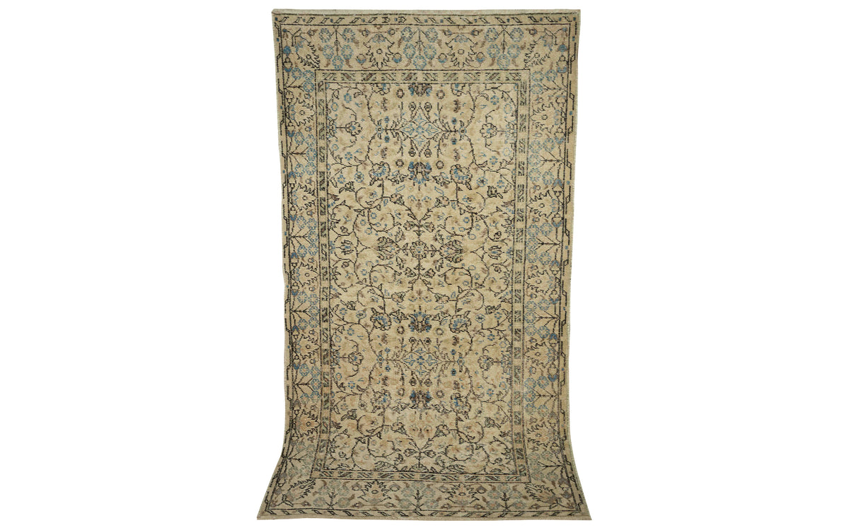 Vintage shaved rug - yellow, blue & black