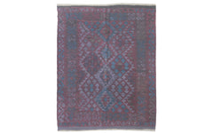 Vintage Afghan kelim rug - purple & blue diamonds