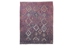 Vintage Afghan kelim rug - maroon & cream diamonds