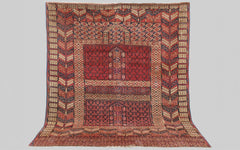 Vintage Turkman rug - red, black & sand