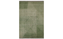 Vintage Pakistan rug - green w. natural lines