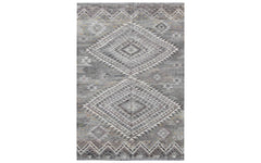 Vintage Afghan kelim rug - grey diamonds & zigzags