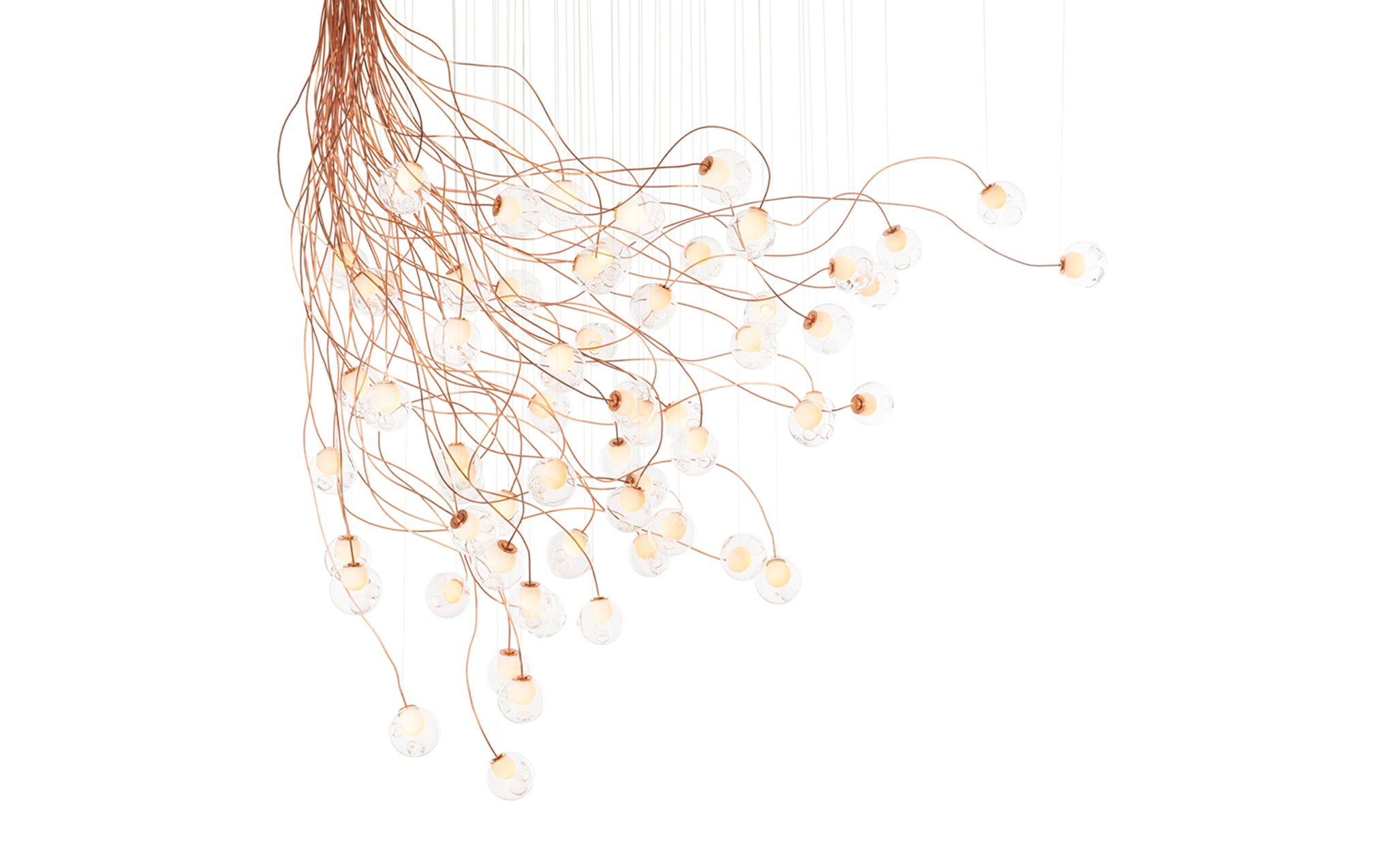 28 Copper chandelier - sculptural cable