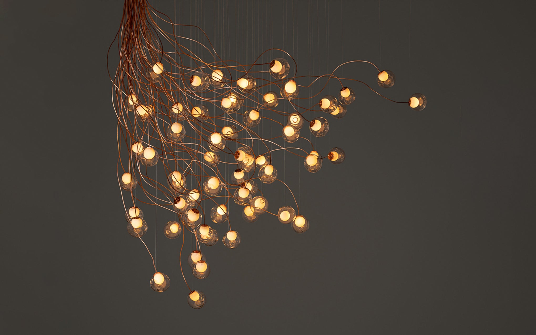 28 Copper chandelier - sculptural cable