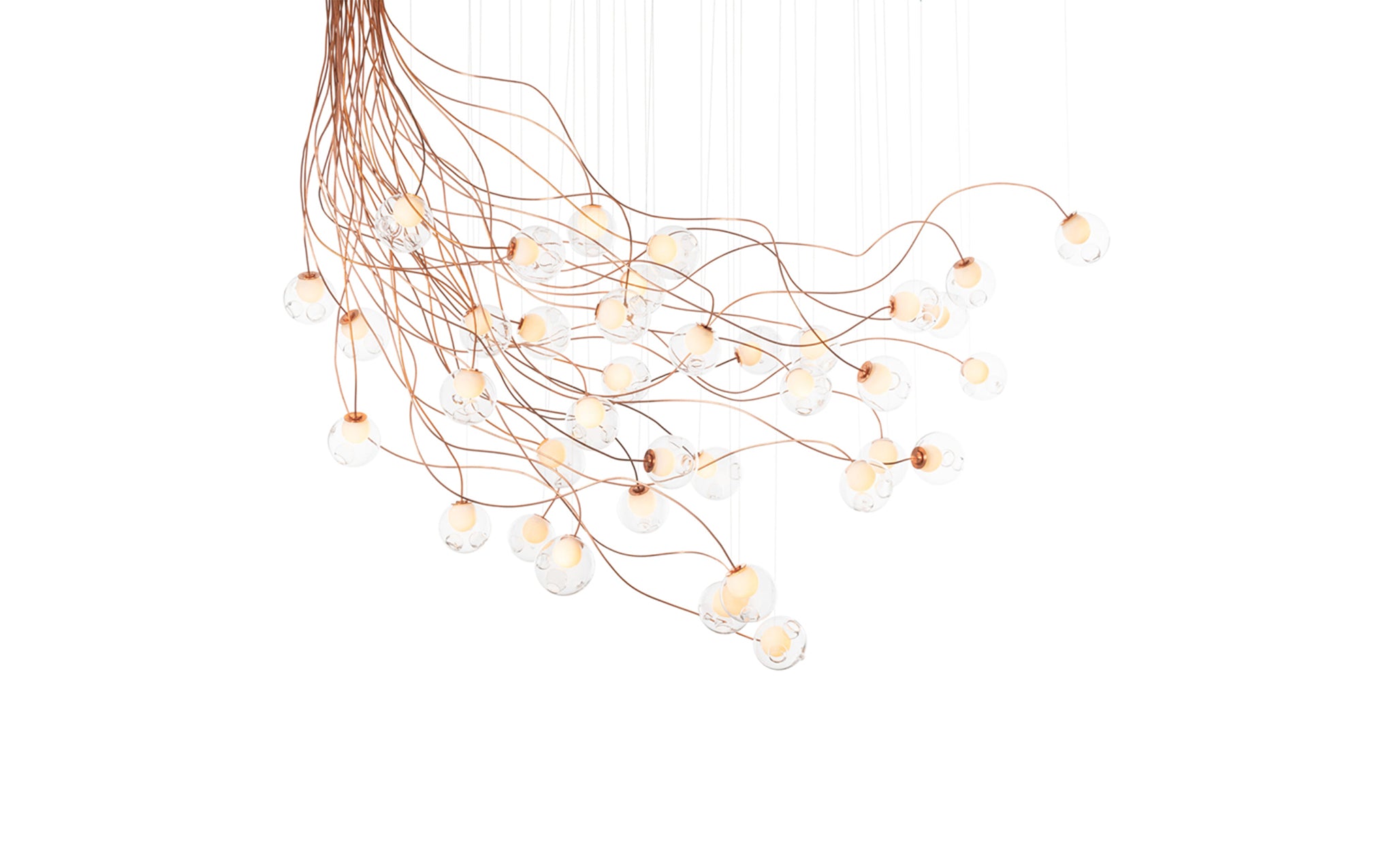 28 Copper chandelier - sculptural cable