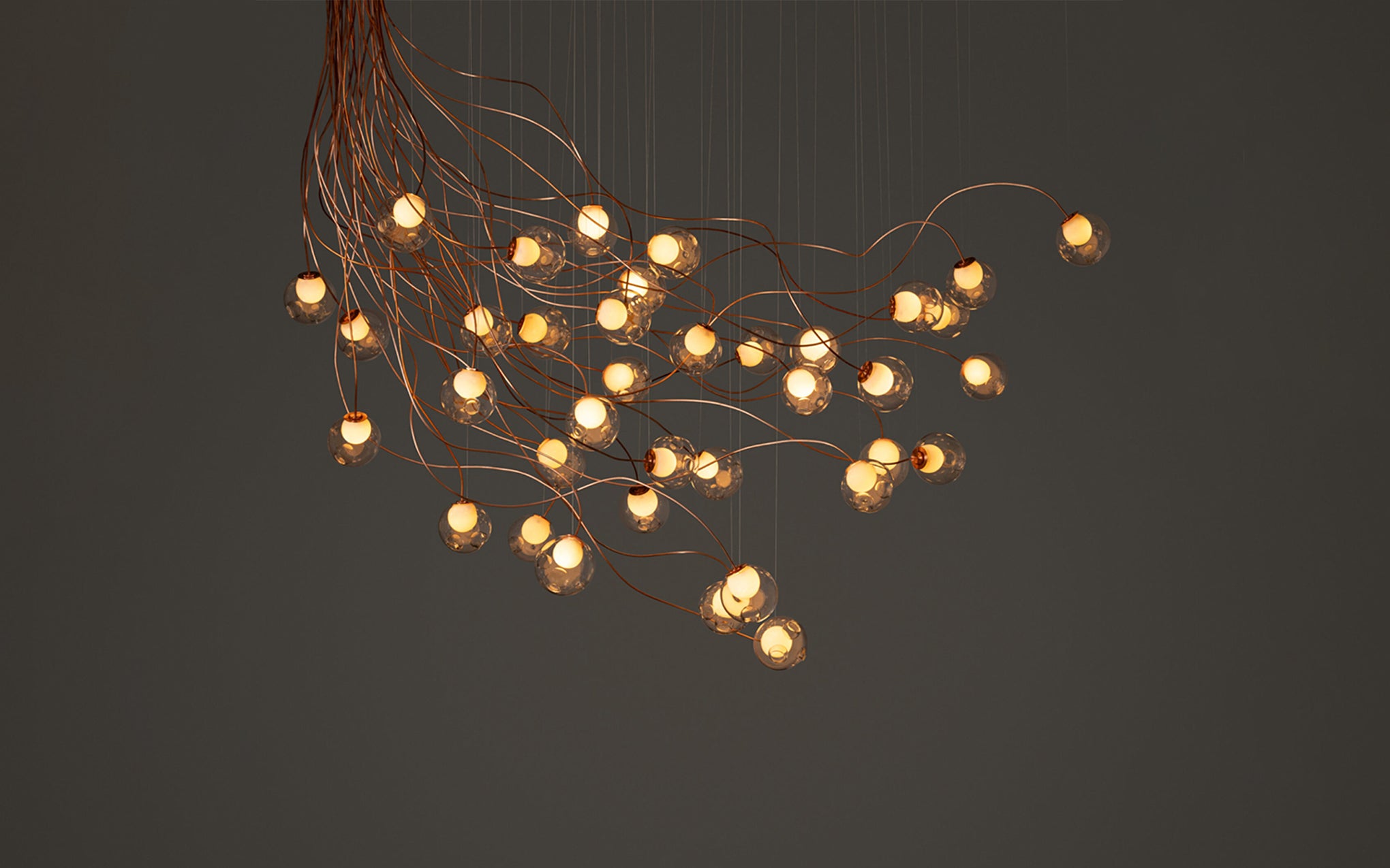 28 Copper chandelier - sculptural cable