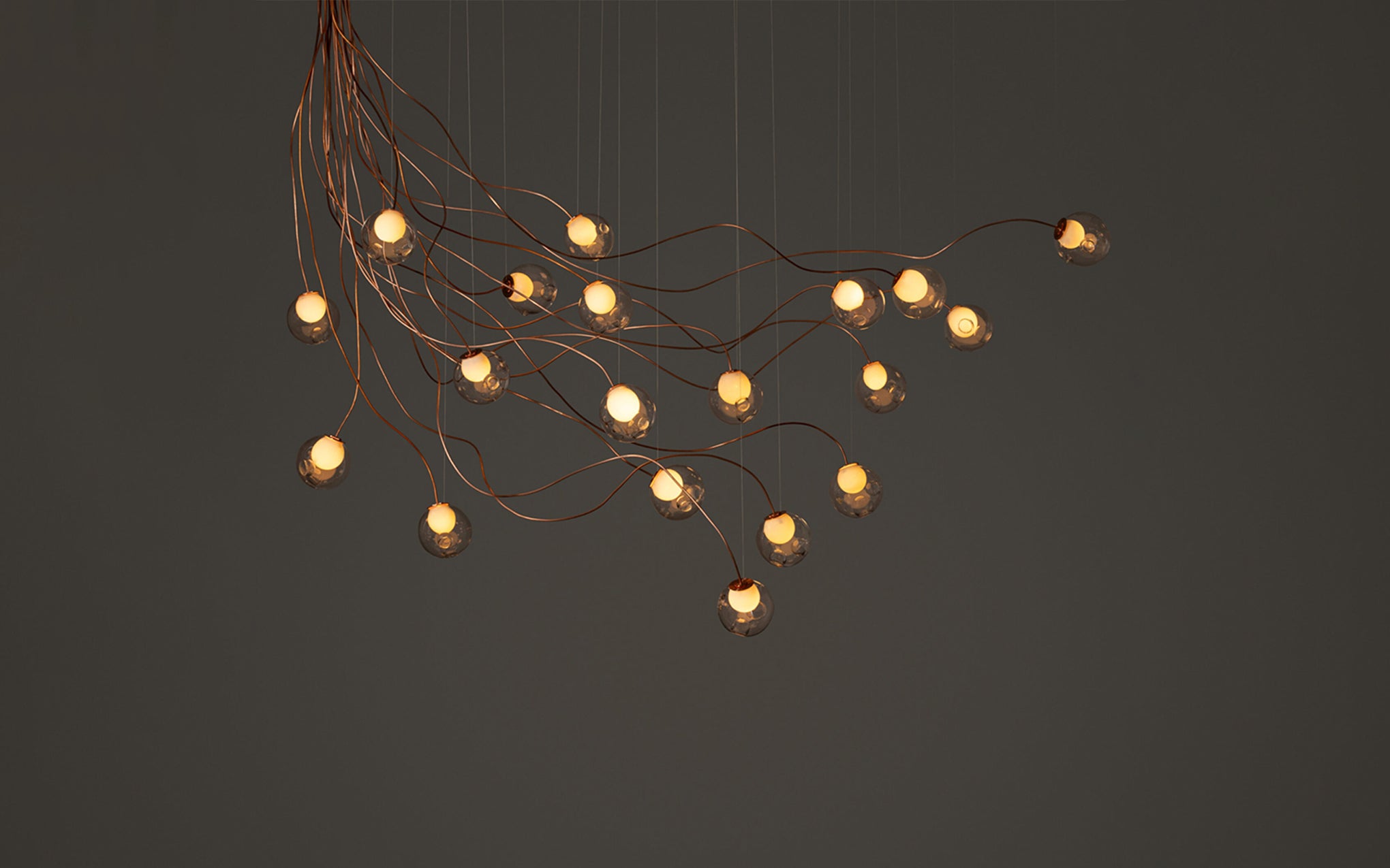 28 Copper chandelier - sculptural cable