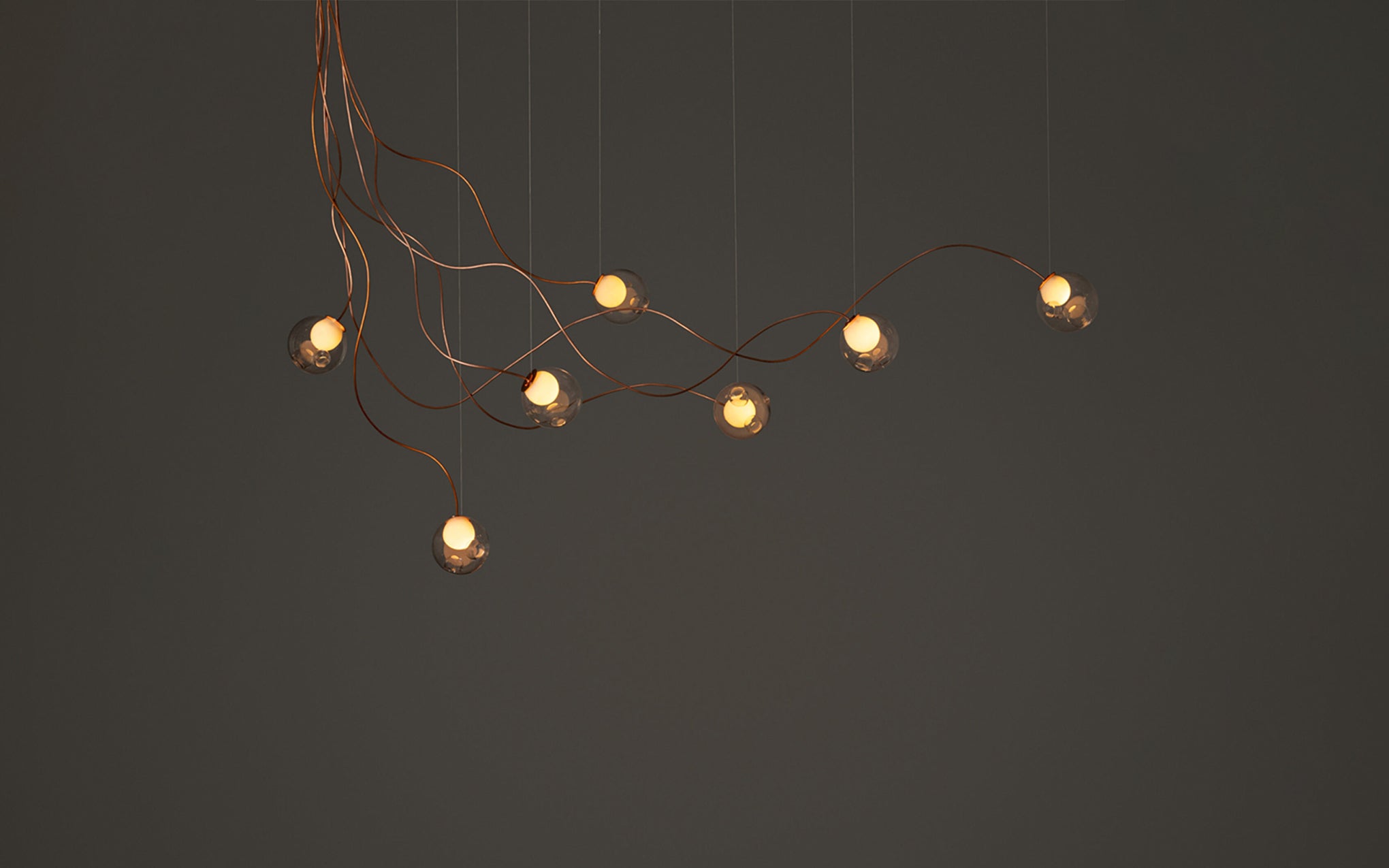 28 Copper chandelier - sculptural cable