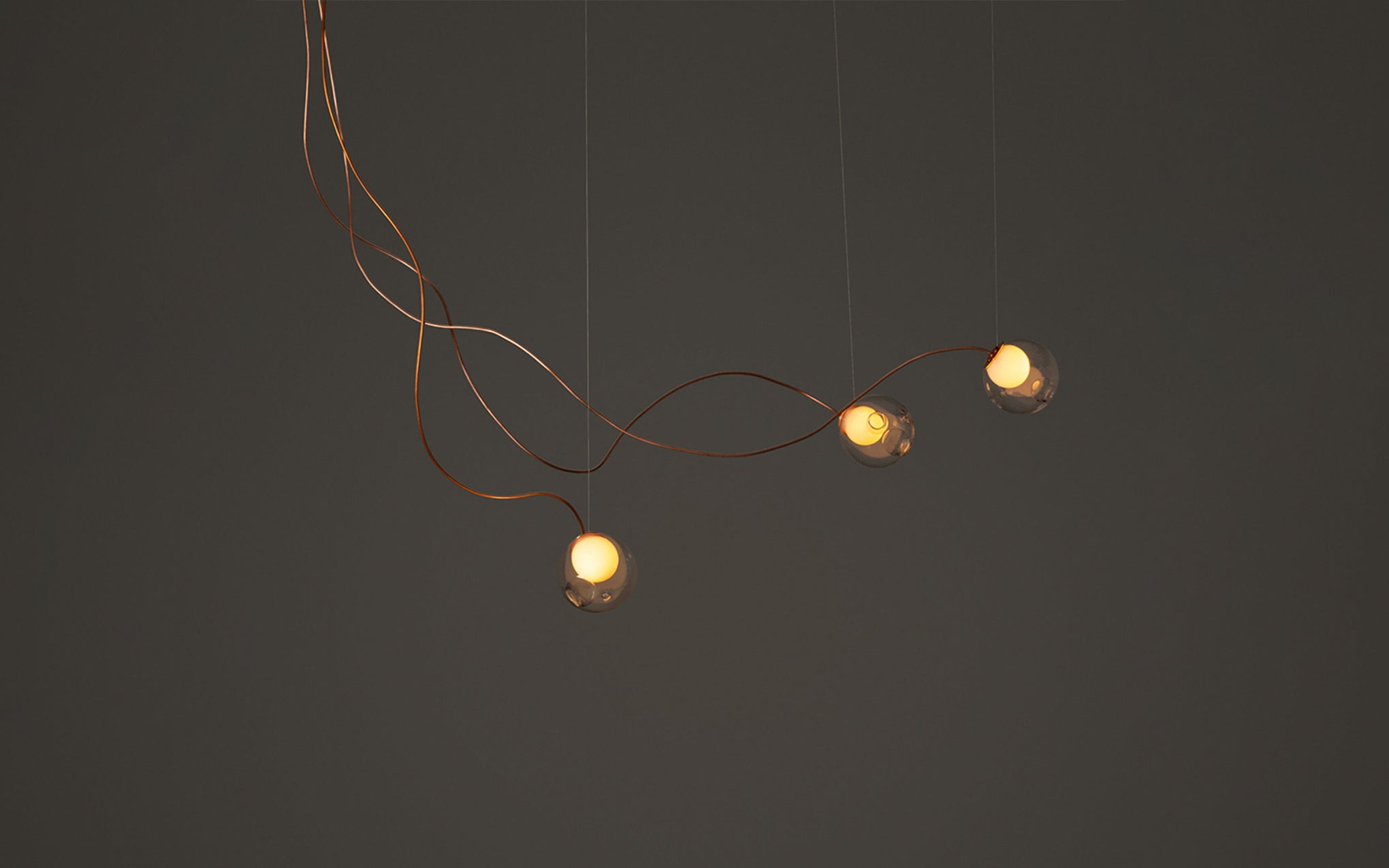 28 Copper chandelier - sculptural cable