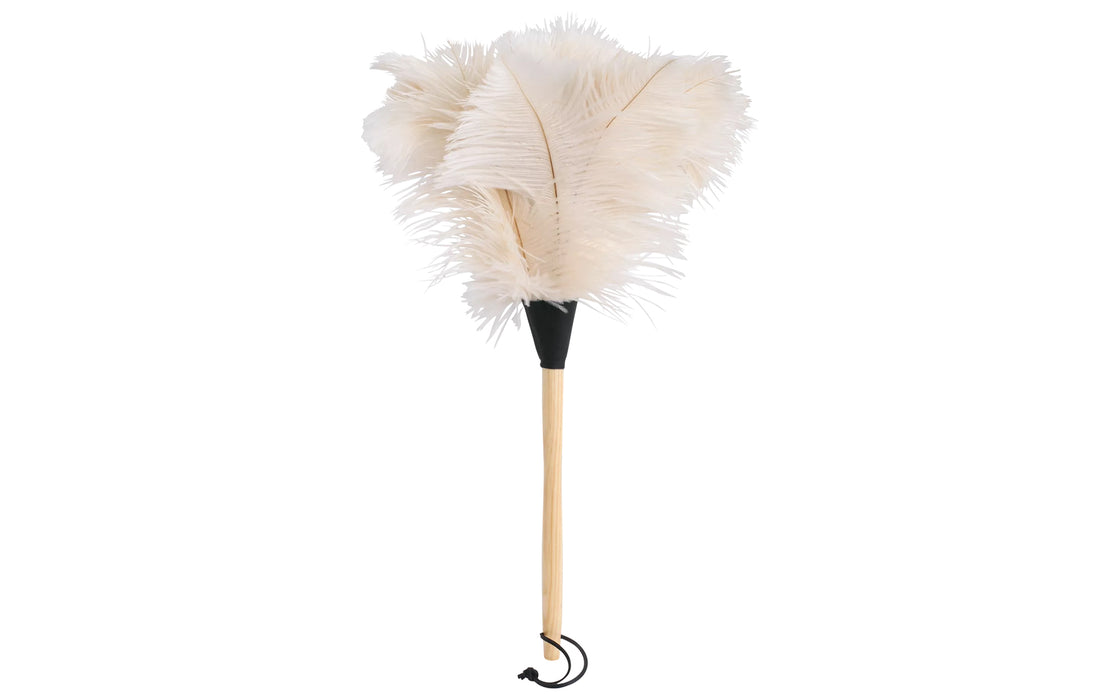 Ostrich feather duster with white feather top