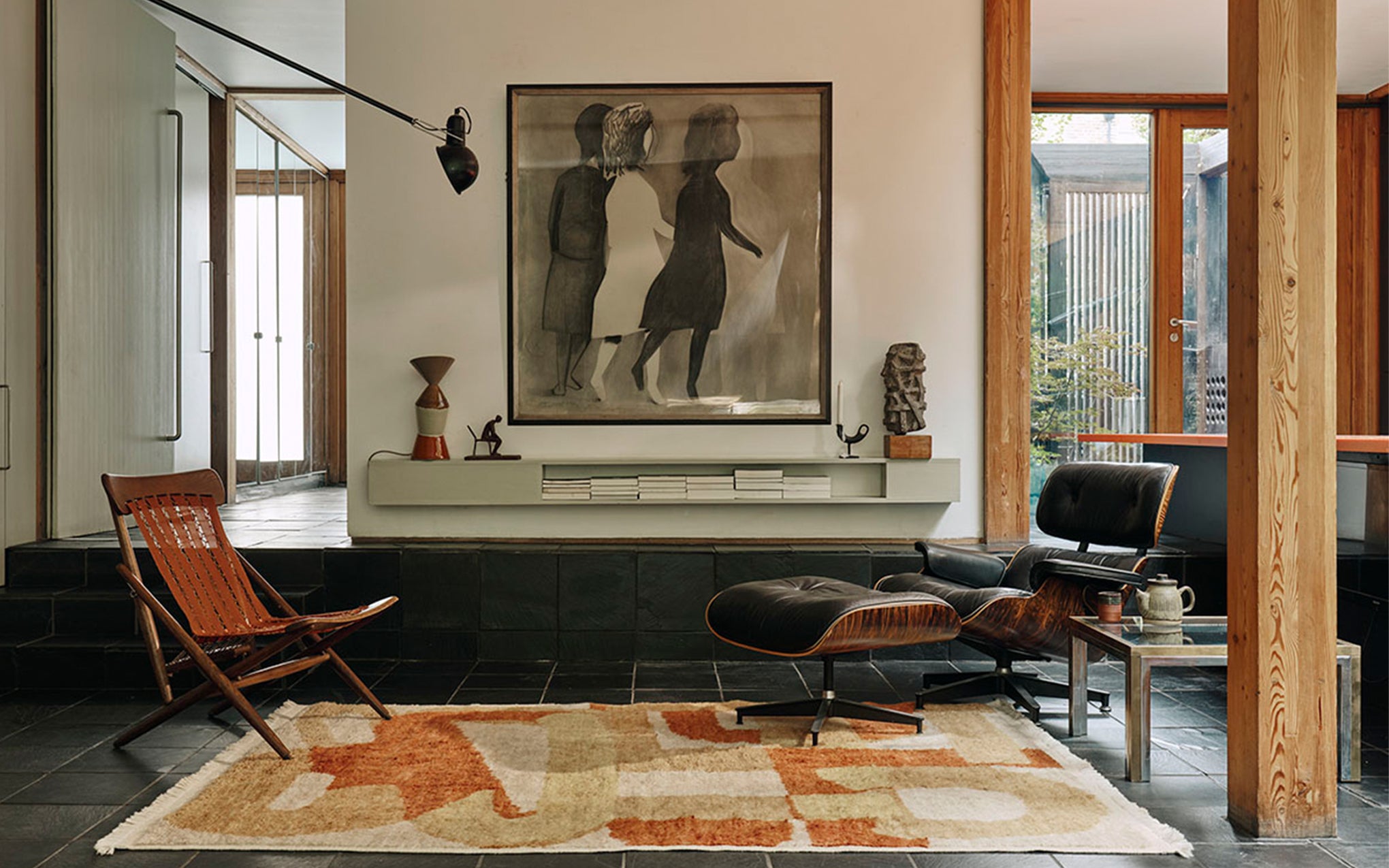 Events and Relationships rug - ochre