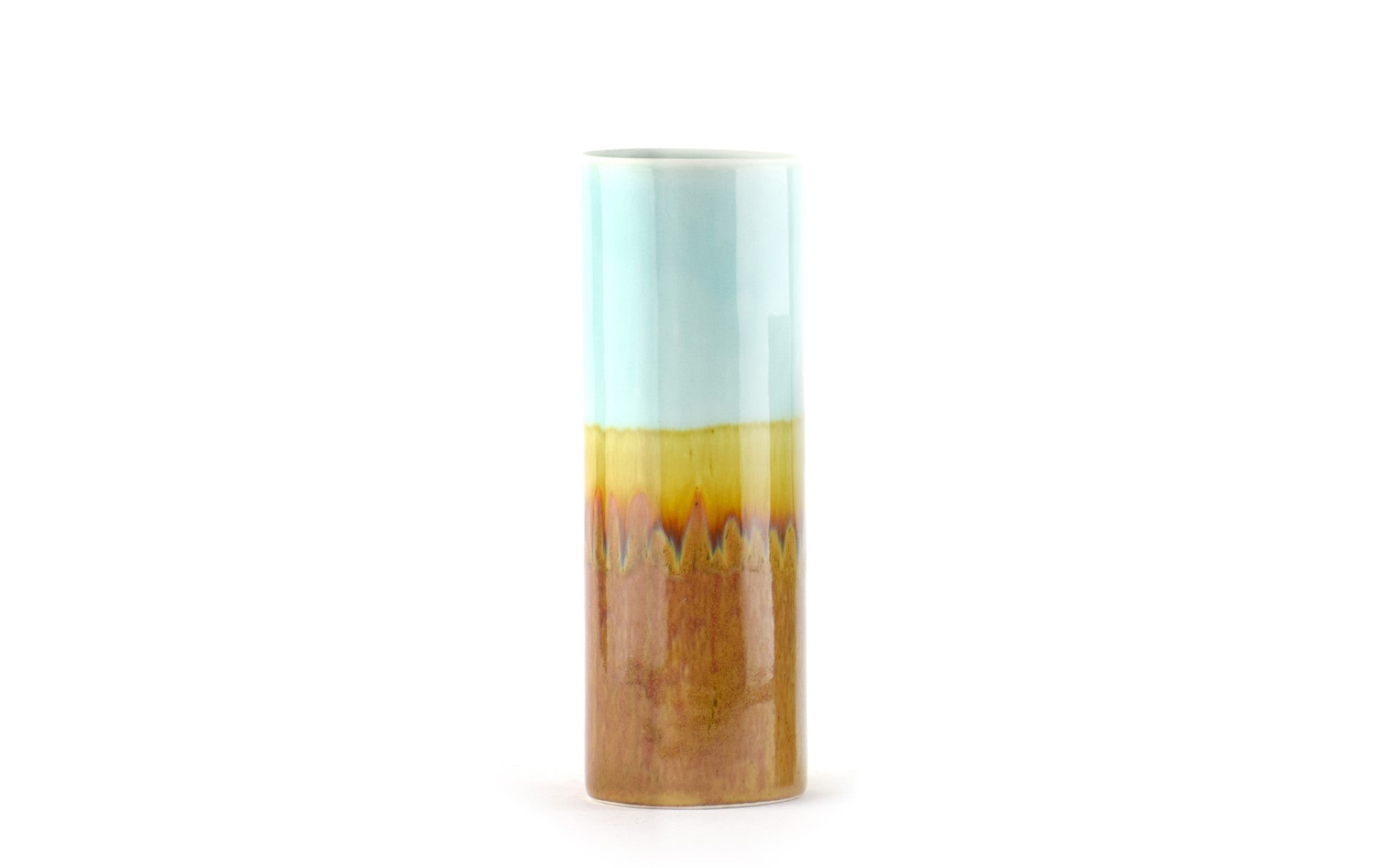 Cylinder vase - light blue, yellow & beige