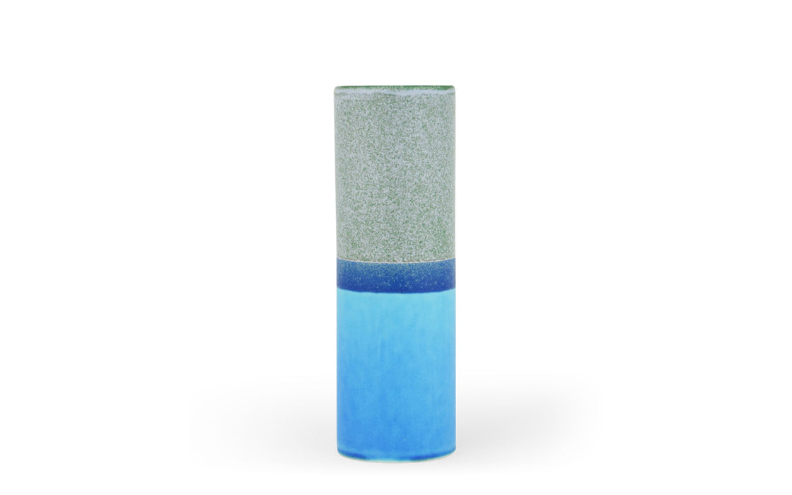 Cylinder vase - speckled blue