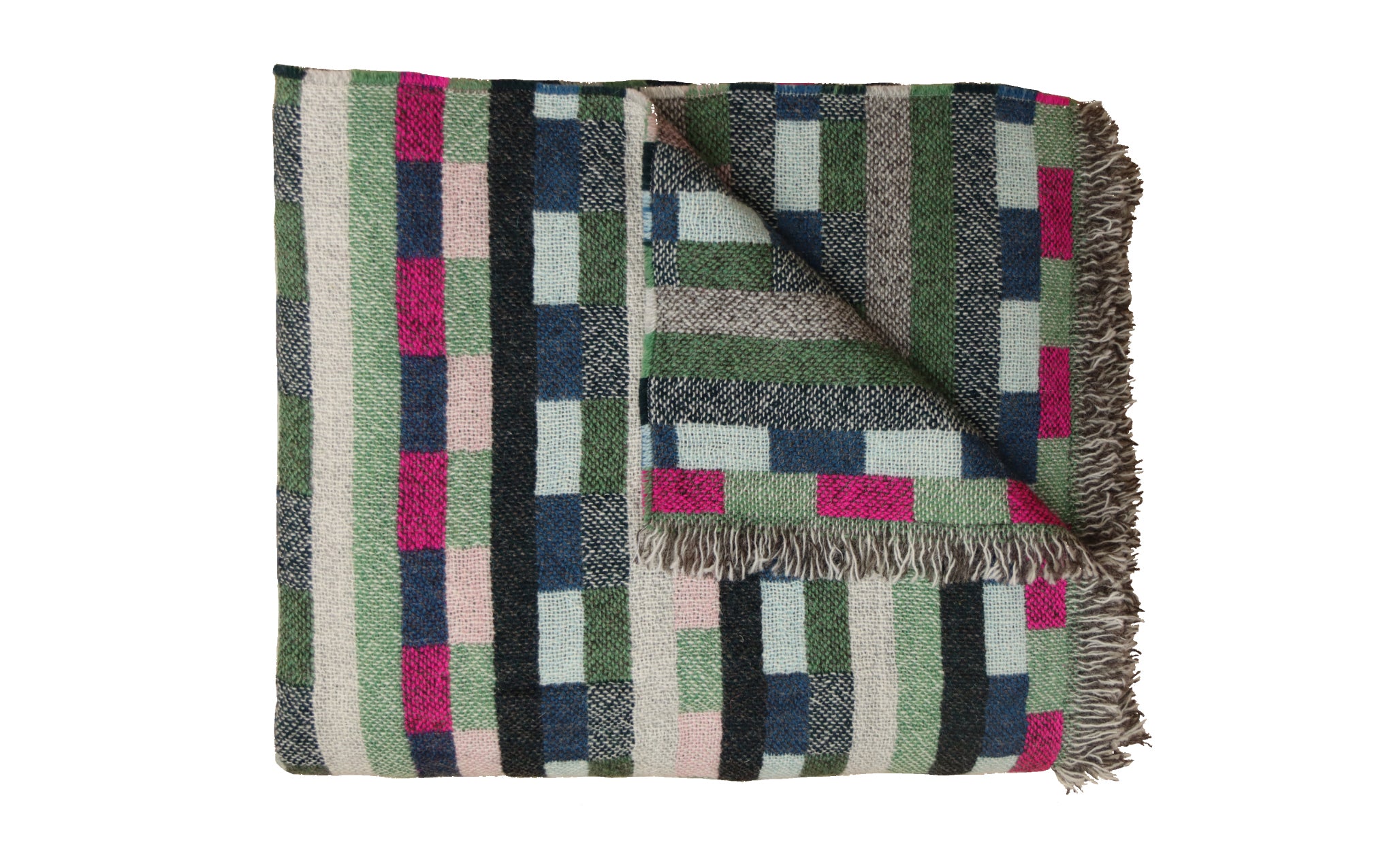 Glitch woven throw - forest green