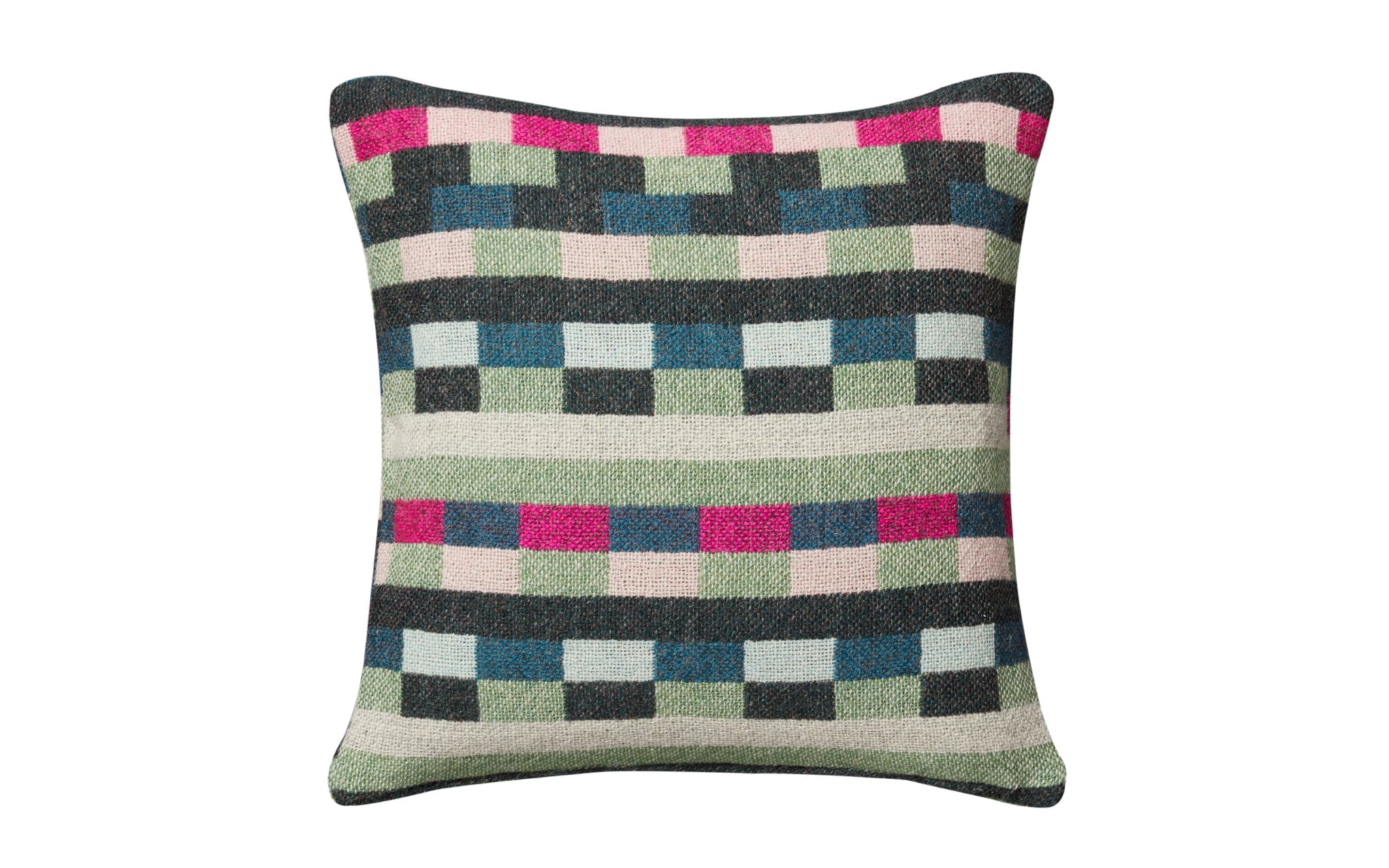 Glitch woven cushion - denim blue