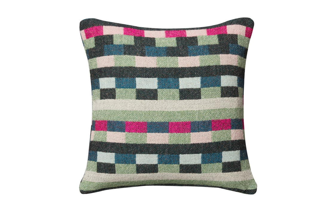 Glitch woven cushion - forest green
