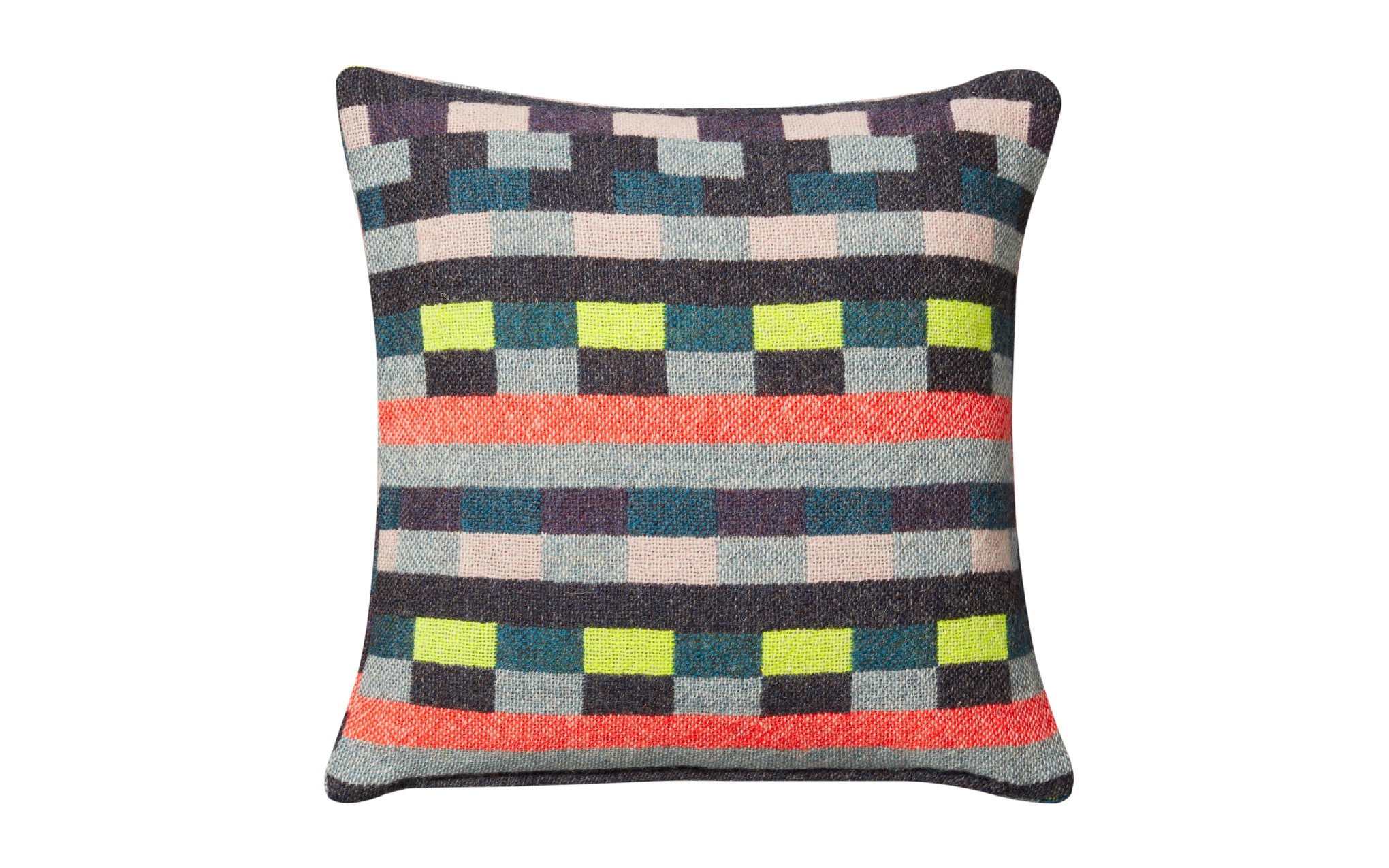 Glitch woven cushion - denim blue