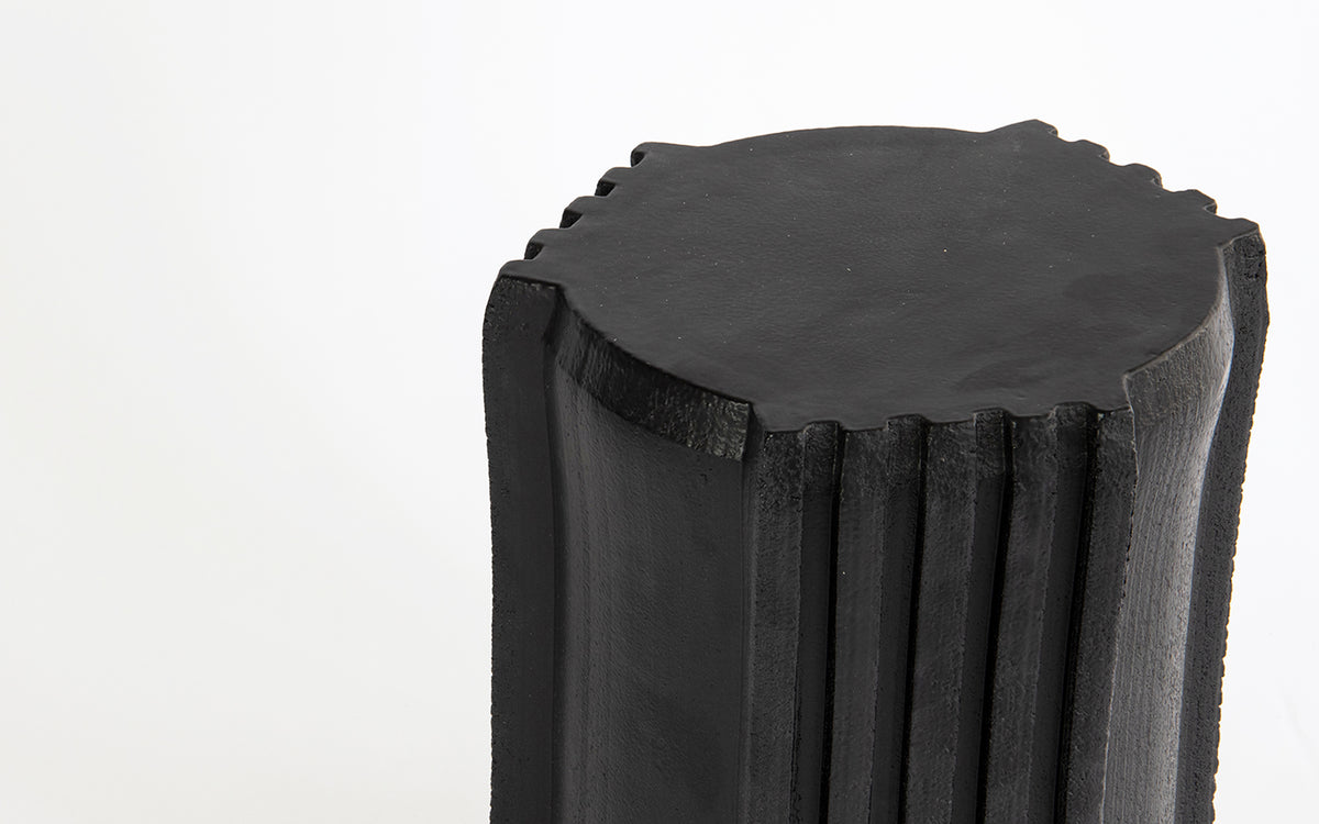 Pressed Stool No.6 - matt black glaze