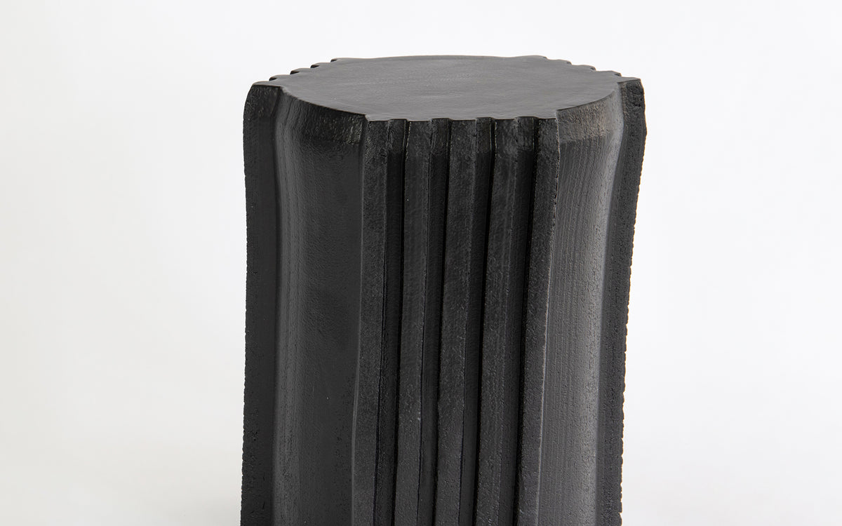 Pressed Stool No.6 - matt black glaze