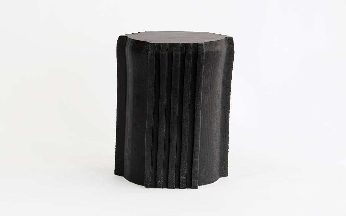 Pressed Stool No.6 - matt black glaze