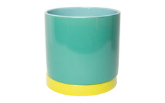 Flowerpot with saucer - mint & chartreuse