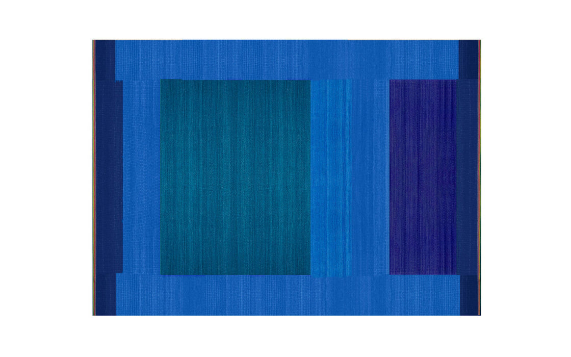 Tonal Blue Green flatweave rug