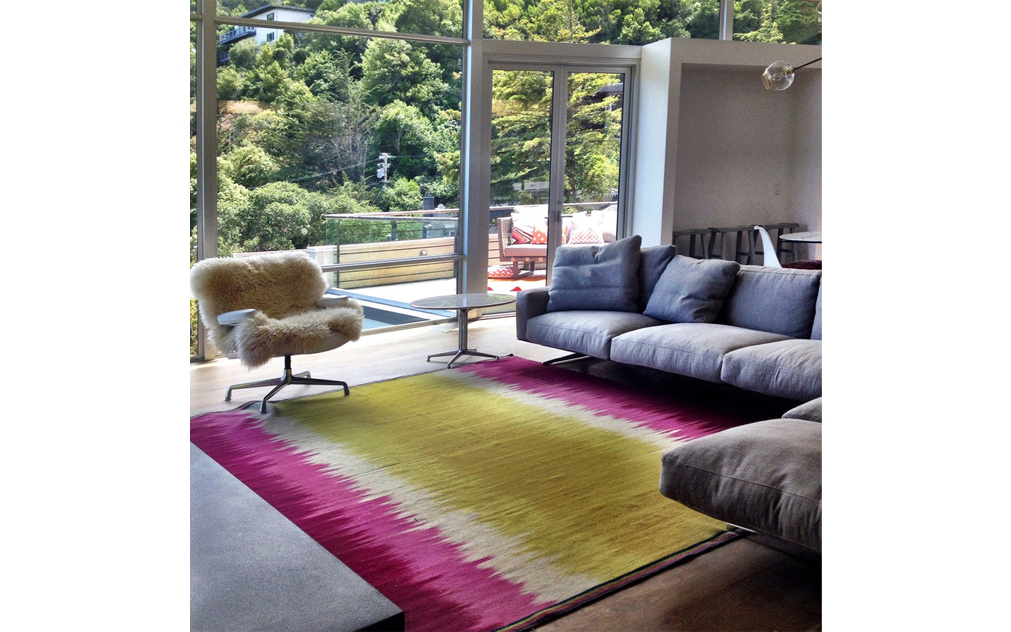 Lime Pink gelim flatweave rug