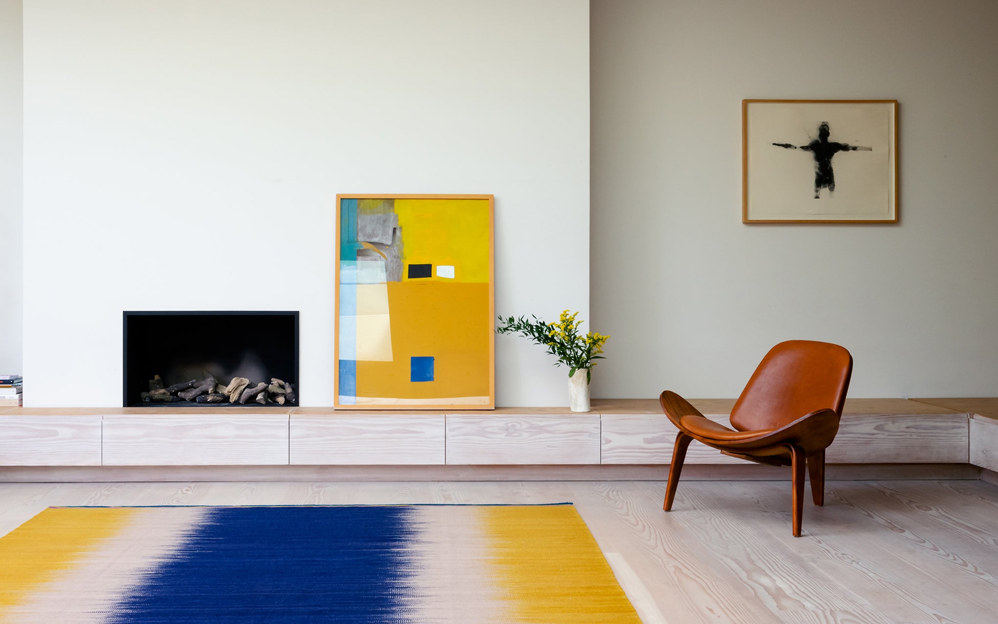 Indigo Ochre gelim flatweave rug