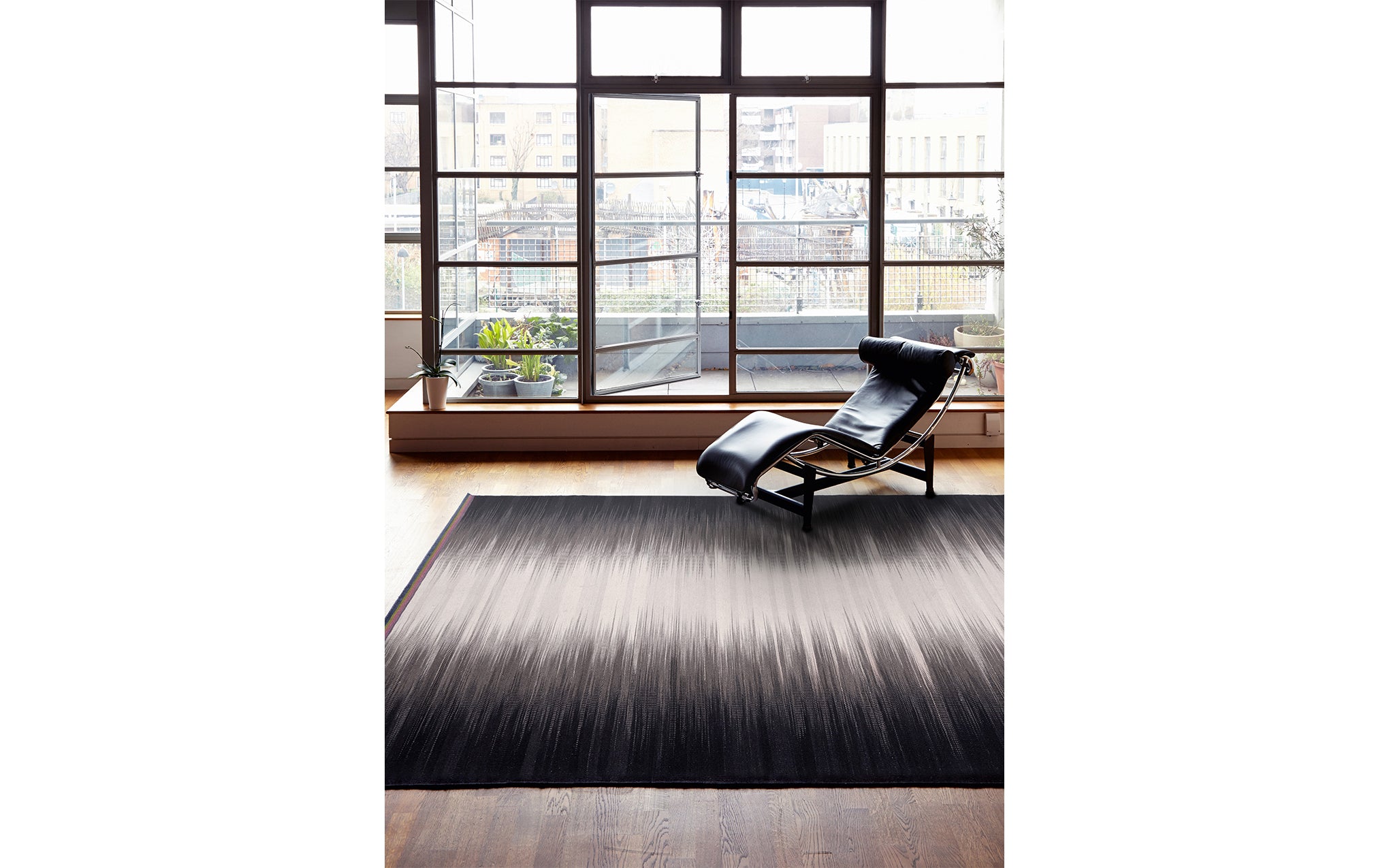 Grey Black gelim flatweave rug
