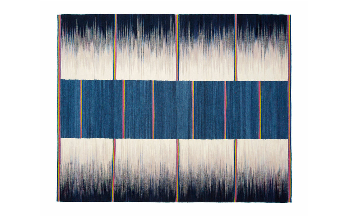 Petrol Grey Stripe gelim flatweave rug