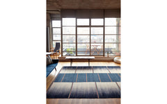 Petrol Grey Stripe gelim flatweave rug