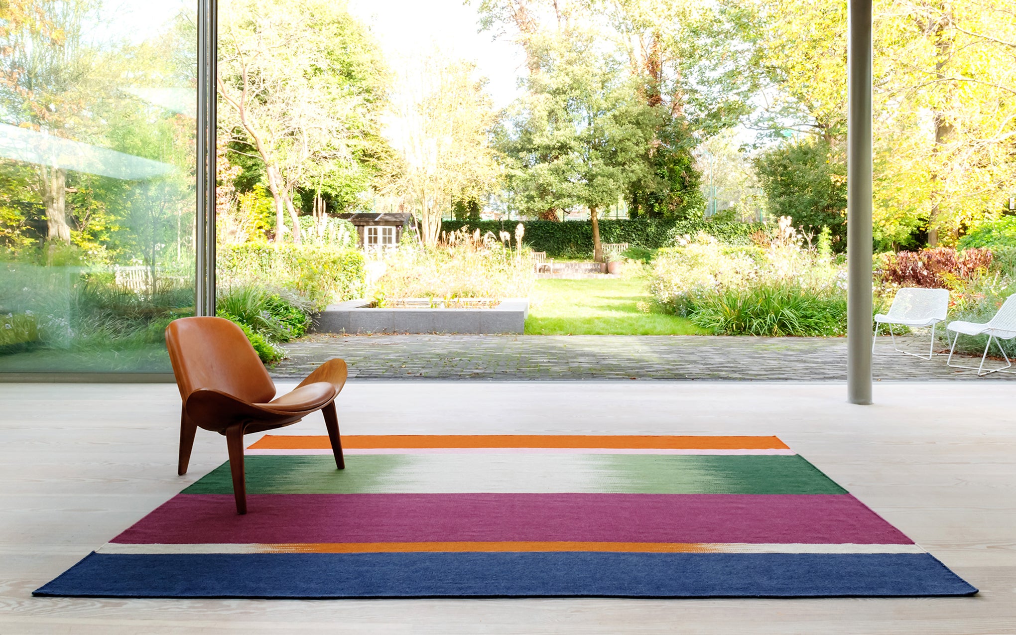 Asymmetrical Maroon flatweave rug
