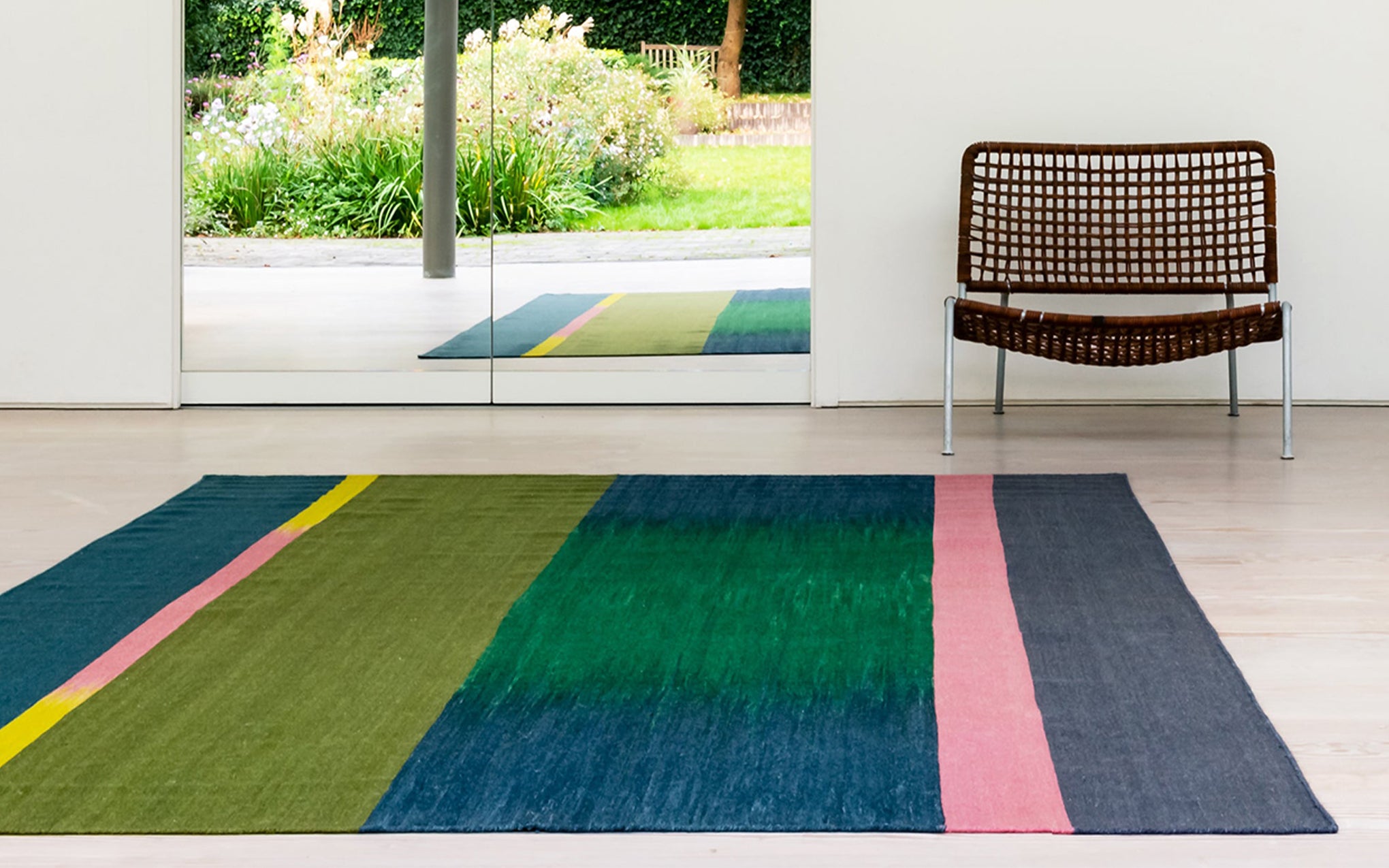 Asymmetrical Olive flatweave rug