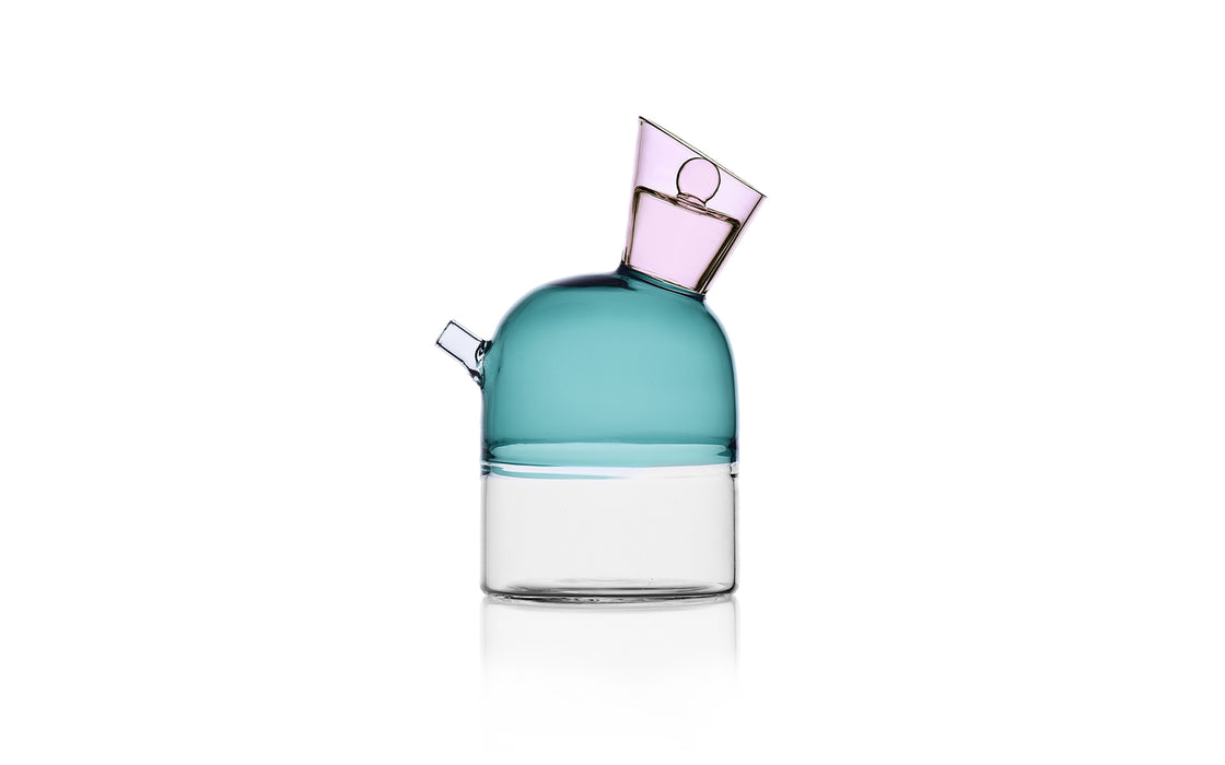 Travasi oil bottle - petrol, clear & pink
