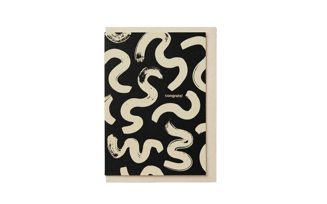Congratulations card - Black & Cream Abstract