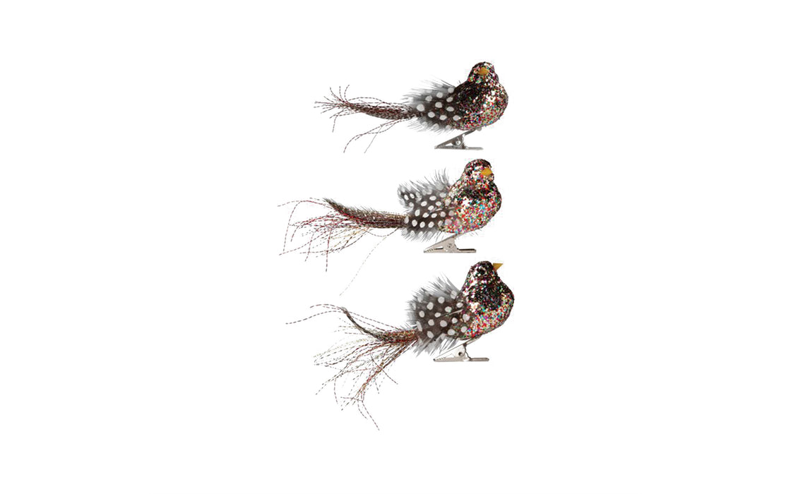 Guinea bird on clip - set of 3