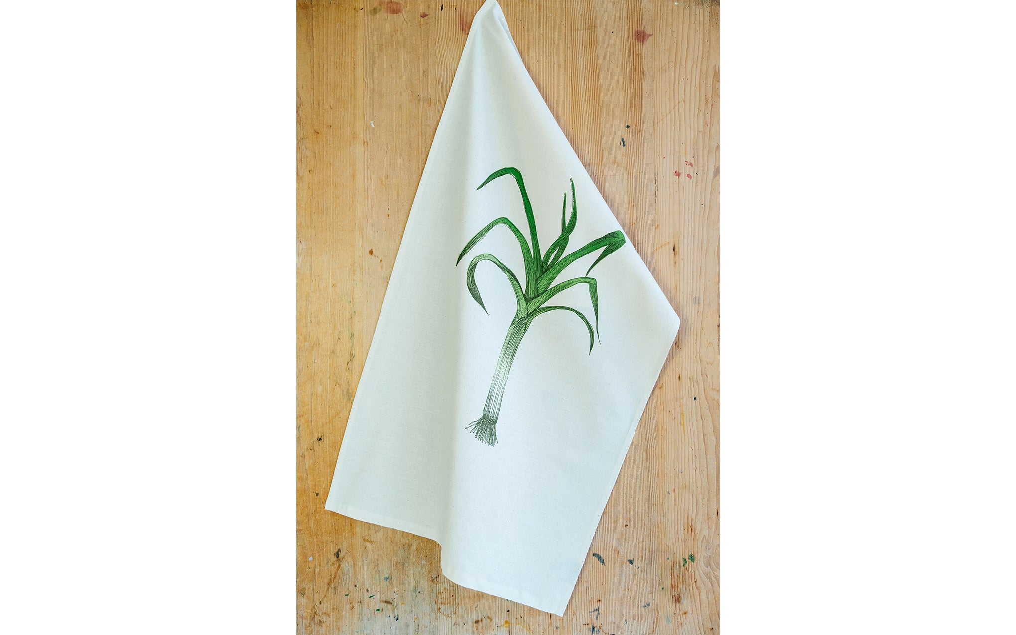 Leek tea towel