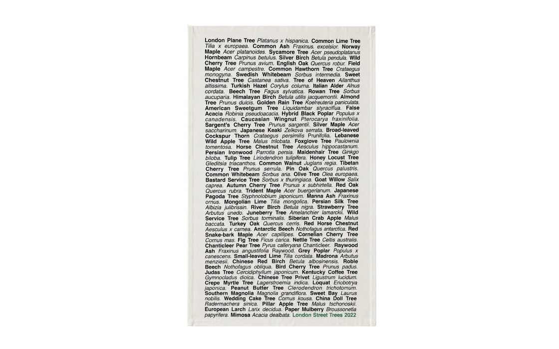 London Trees tea towel - black