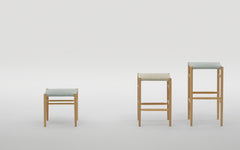 Lightwood low stool - cushioned seat