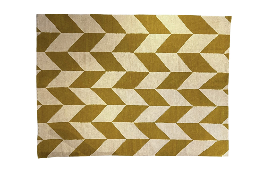 Modern Kelim – cream & mustard parallelograms